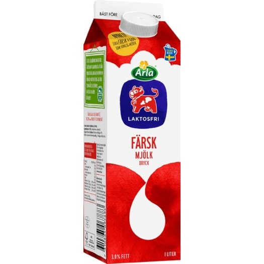 Standardmjölk färsk laktosfri 3% 1L
