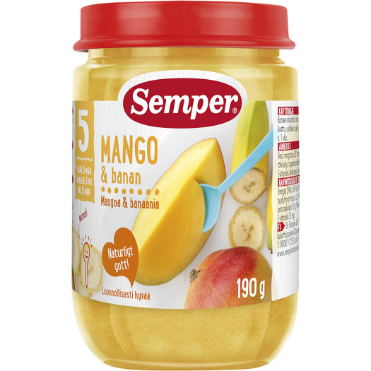 Barnmat Mango och bananpuré 5-6mån 190g
