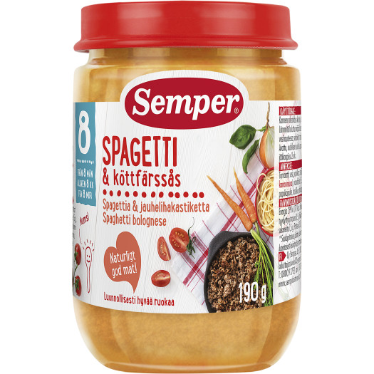 Barnmat Spaghetti köttfärssås 8mån 190g
