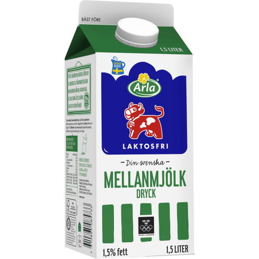 Mellanmjölk laktosfri 1,5% 1,5L