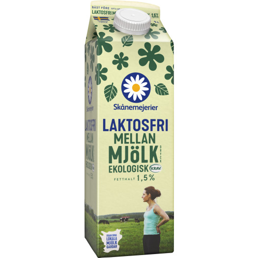Mellanmjölk laktosfri 1,5% 1L