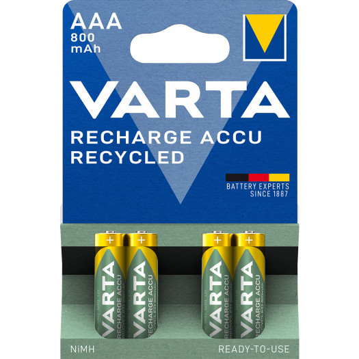 Batteri laddningsbart  AAA 800 mAh 4-p Recycle