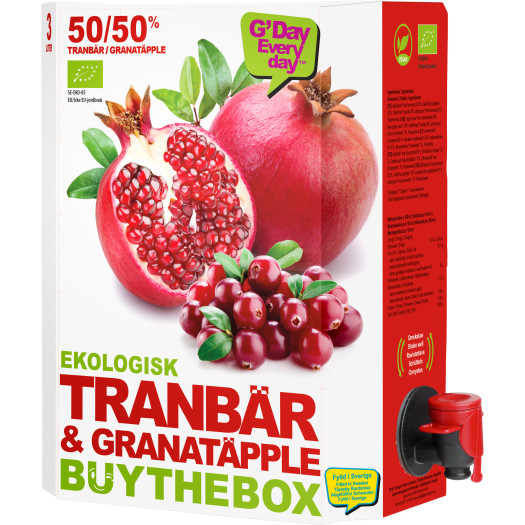 Ekologisk Tranbär & Granäpplejuice 3l