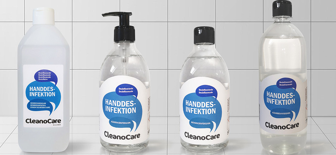 Produktion av handdesinfektion pågår hos Cleano Production