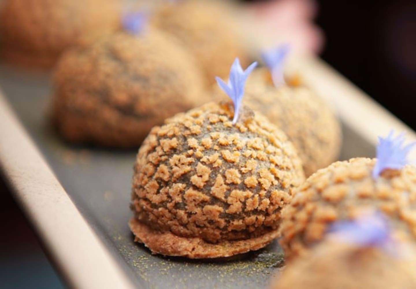 Petit choux med rostad jordärtskocka och miso