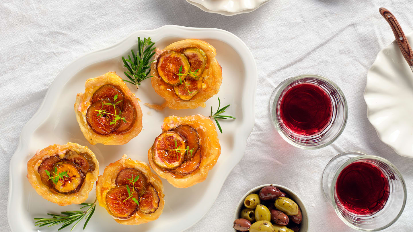 Mini tarte tatin med Chèvre, fikon och sirap