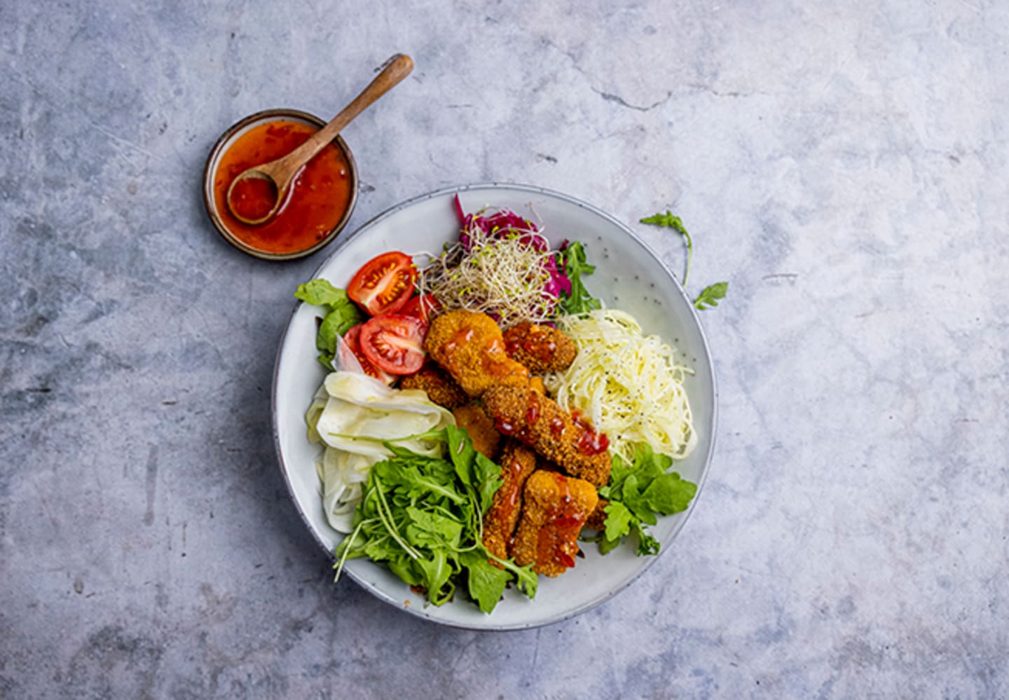 Bowls med nuggets & sweet chili