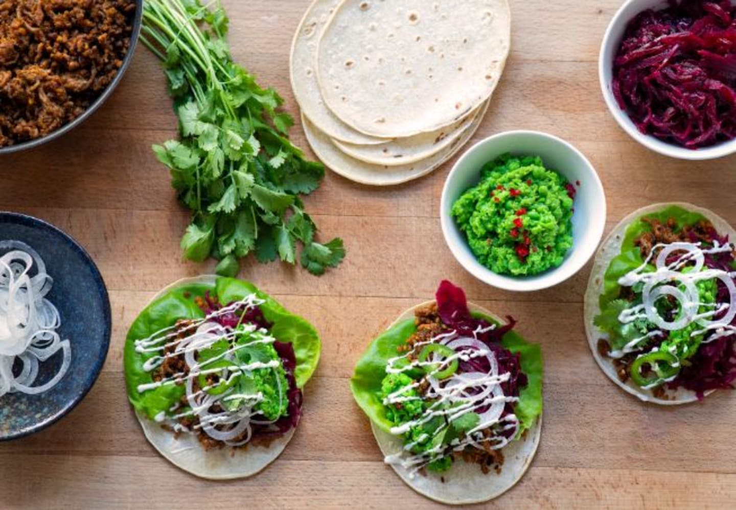 50/50 taco med sötsyrlig rödkål 