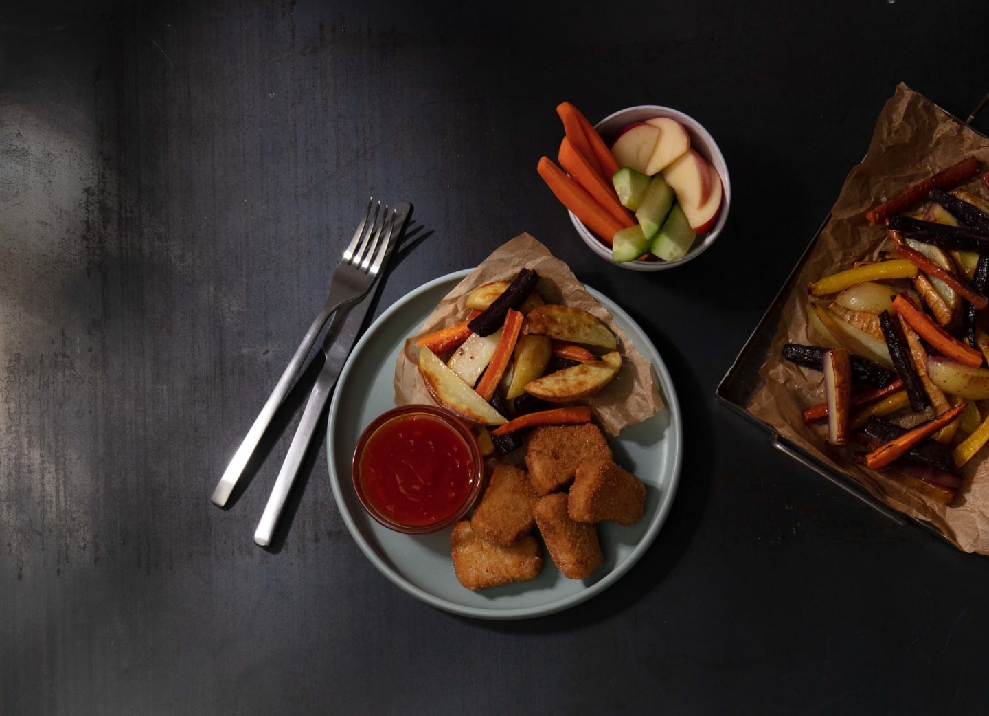 Crispy fillet med rostade rotfrukter