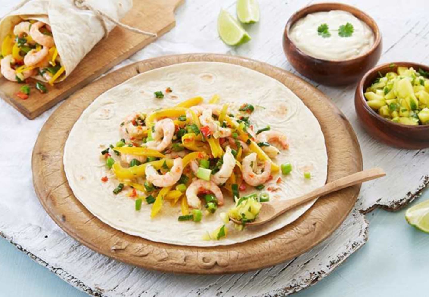 Fajitas med räkor och mangosalsa