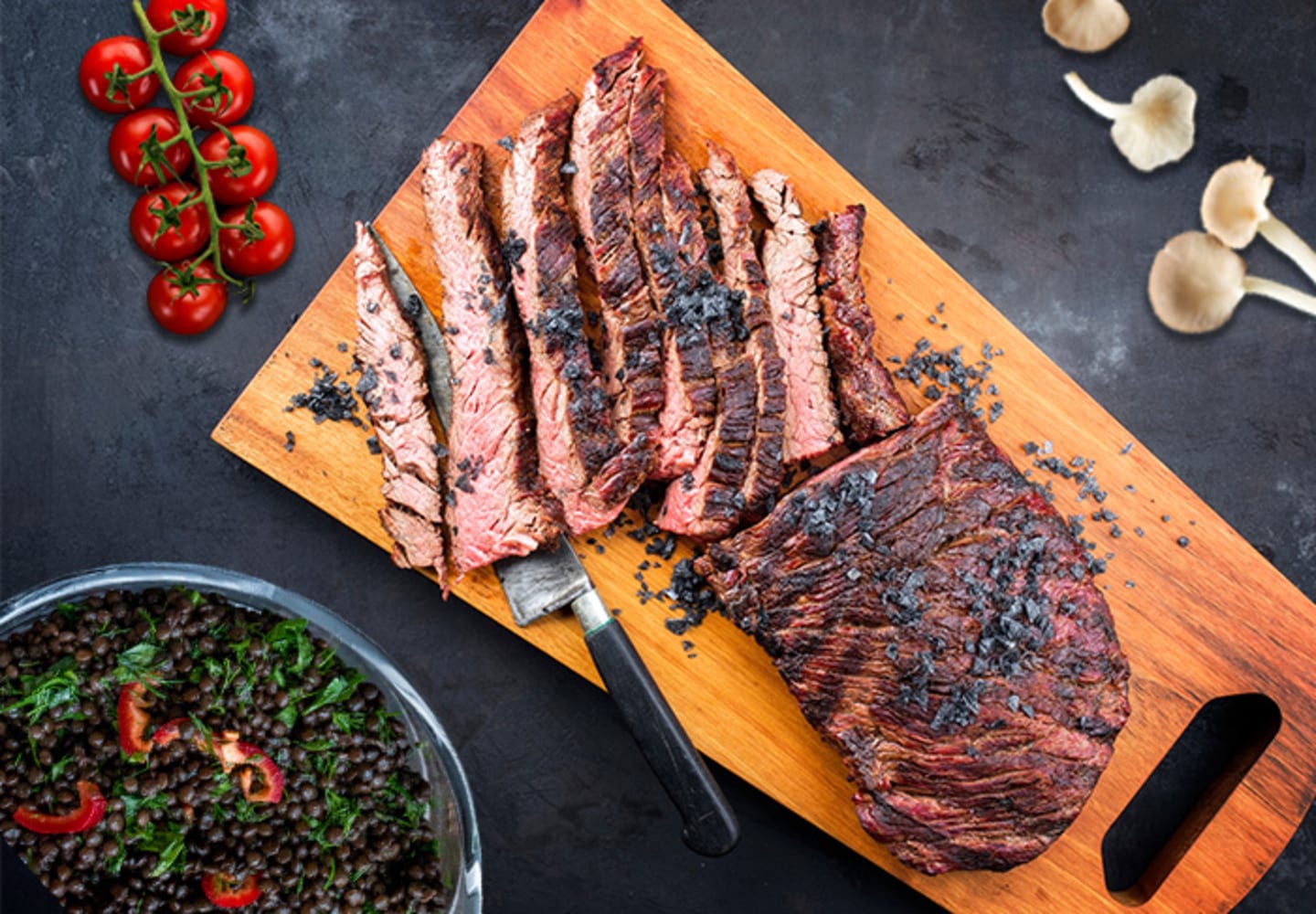 Flapsteak med rostade grönsaker