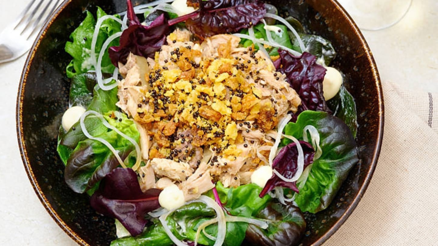Caesarsallad med bräserad ungtupp