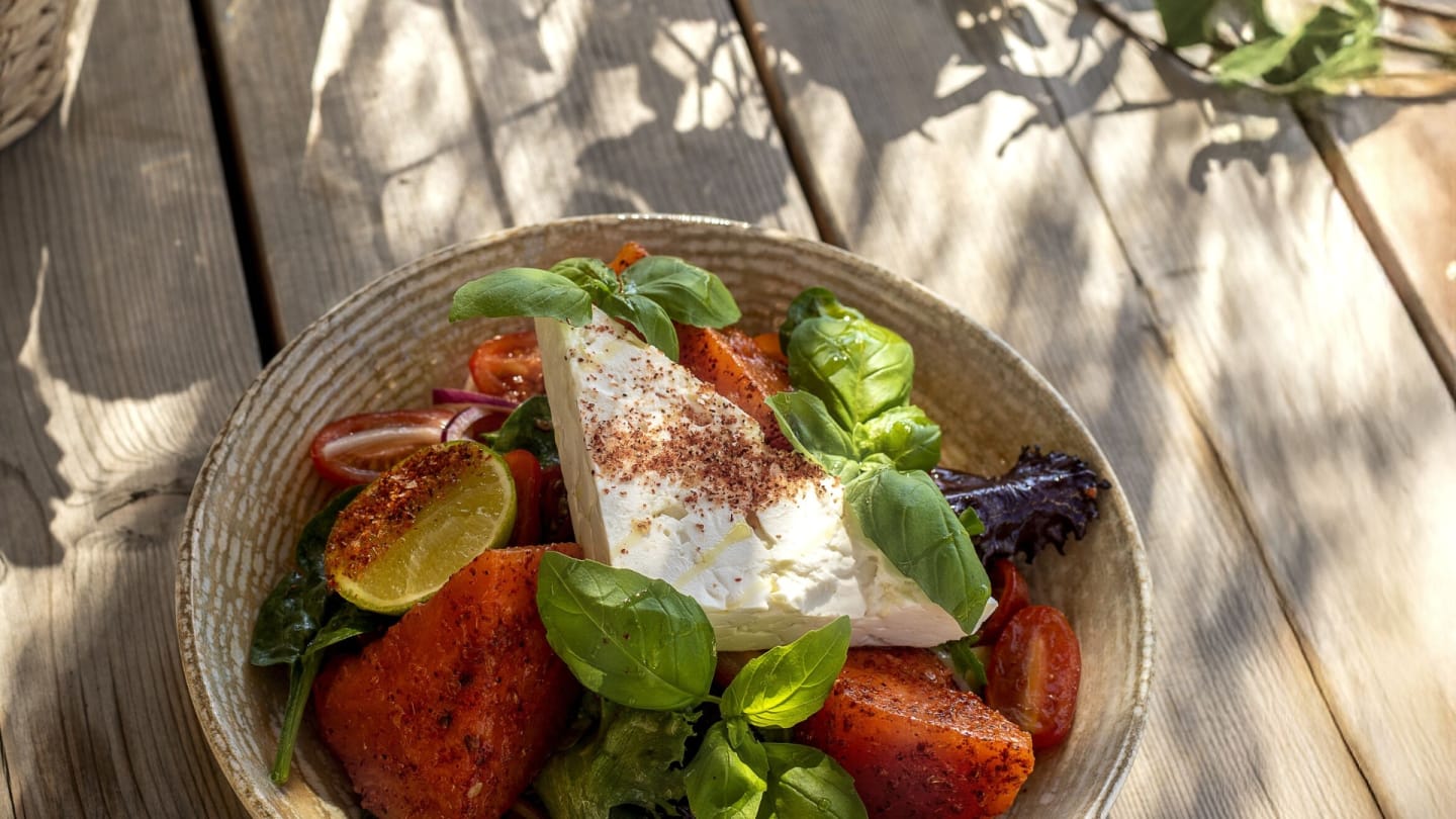 Fetaostsallad med vattenmelon