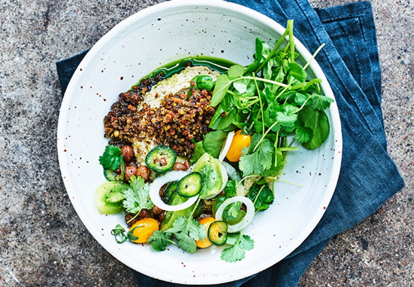 Spicy baljväxtfärs med ceviche