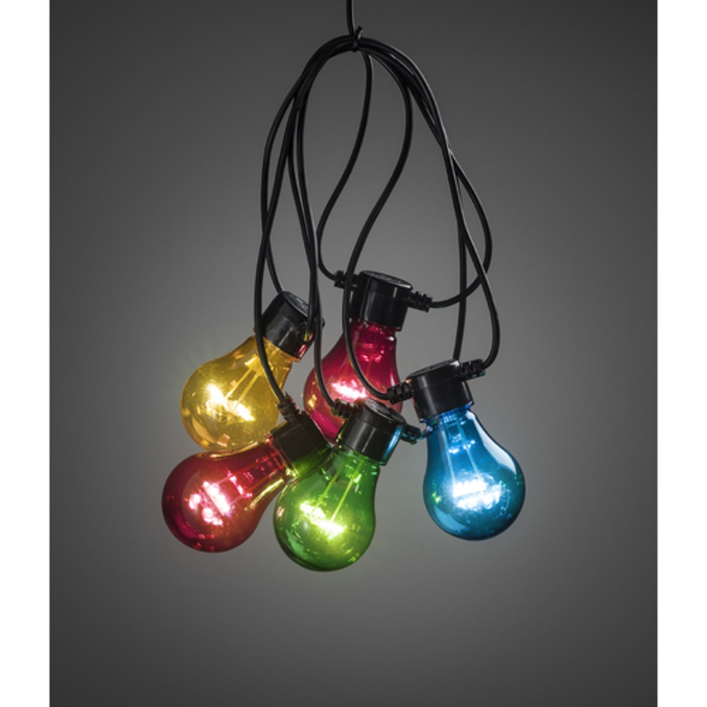 Ljusslinga LED E27 5lamp färg 4xAA 5m