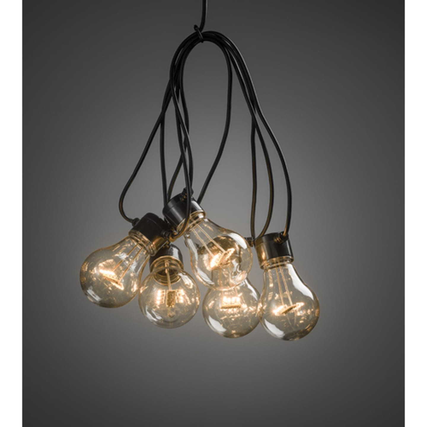 Ljusslinga LED E27 5lamp amber 4xAA 5m
