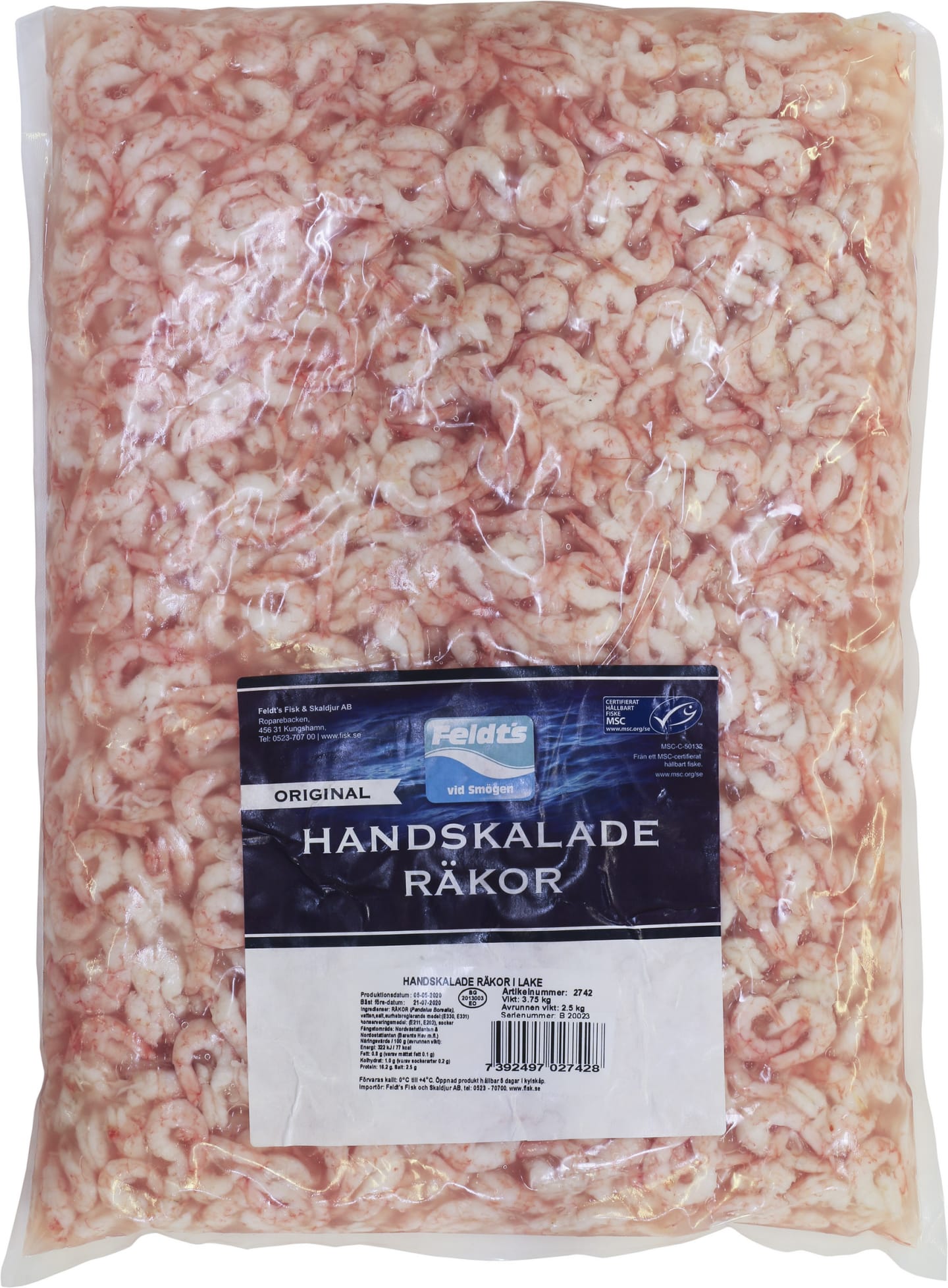 Räka i lake handskalad påse MSC 2,5kg