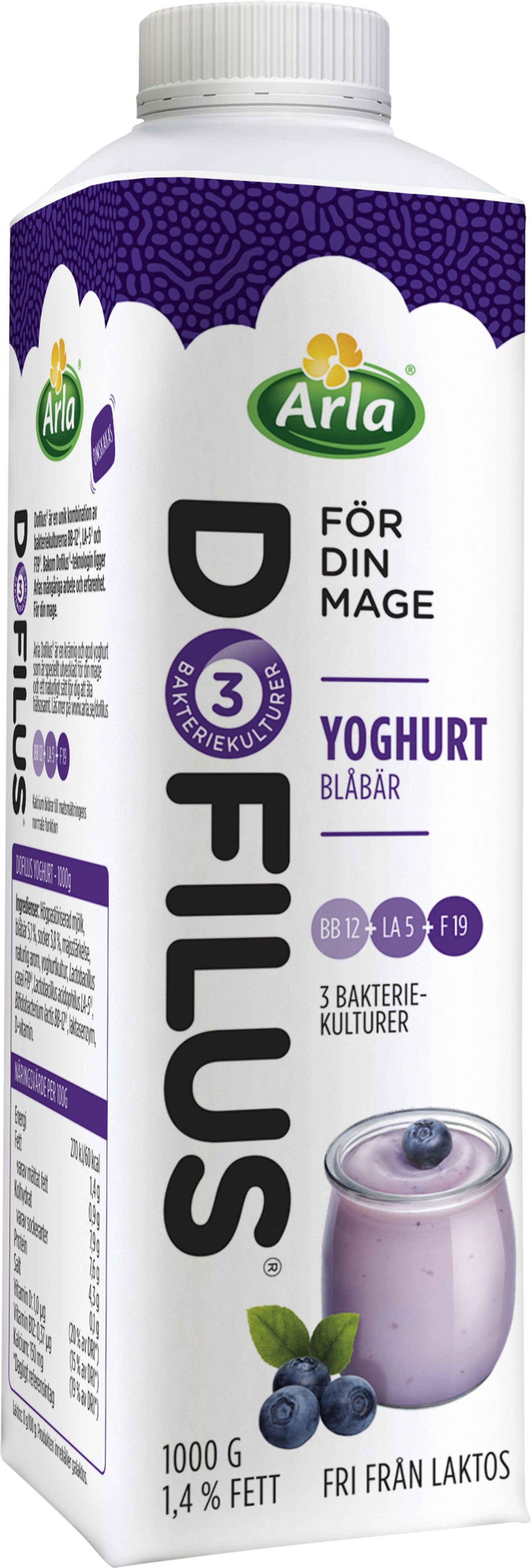 Dofilus yoghurt blåbär laktosfri 1kg - Bild 1 av 1