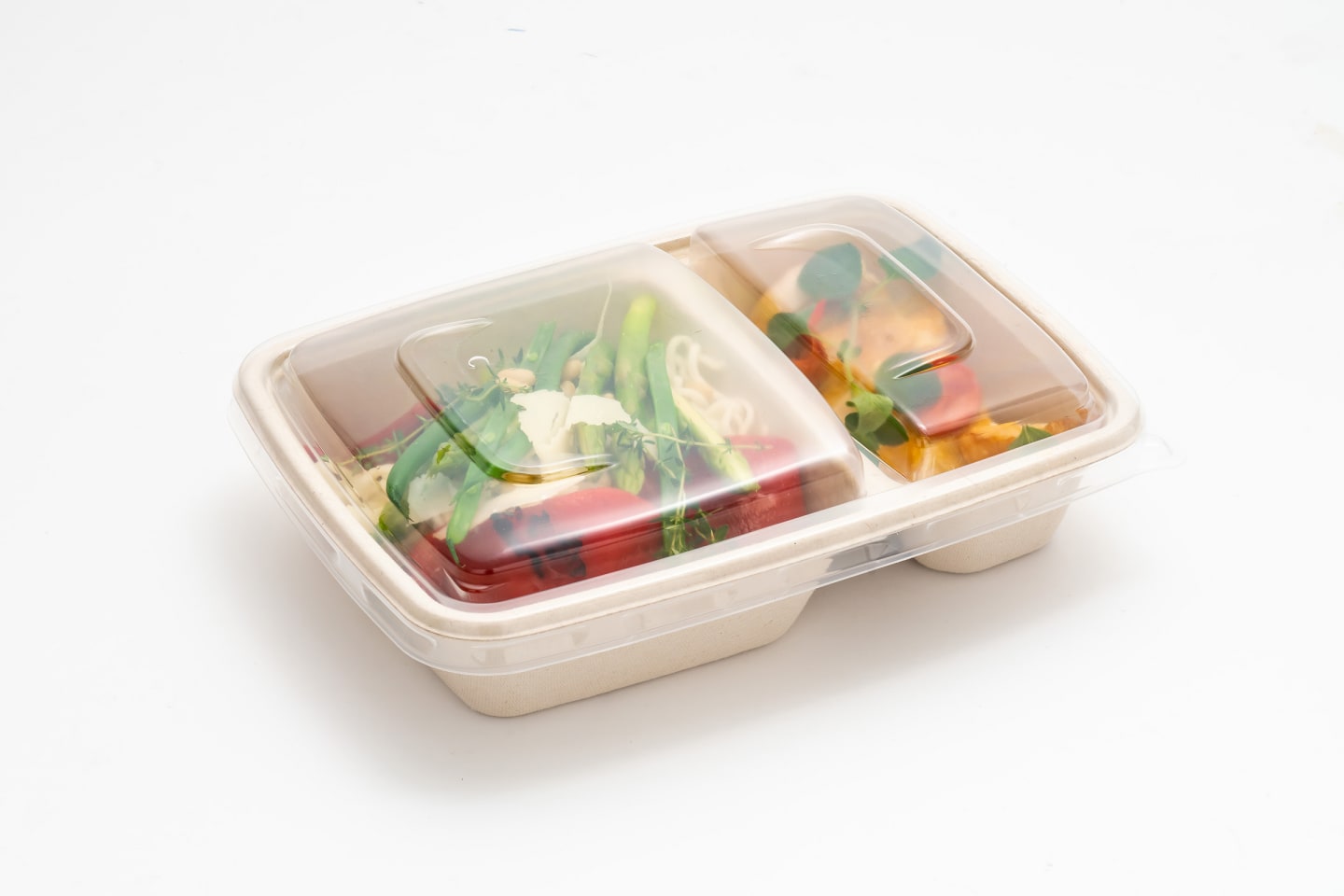 Hämtlåda 2 fack bagasse 16x23x5cm 300st - Bild 1 av 2