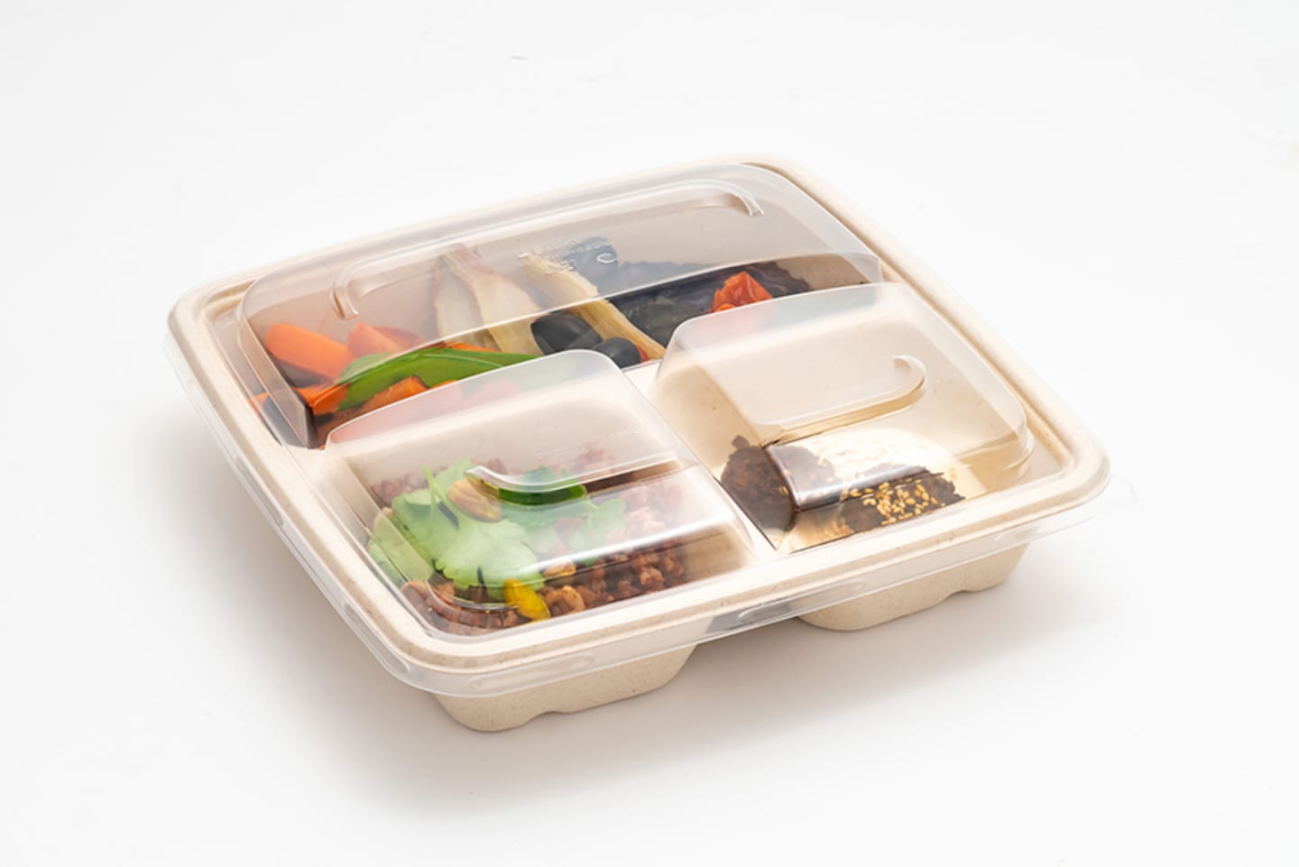 Hämtlåda 3 fack bagasse 23x23x4cm 300st - Bild 1 av 2