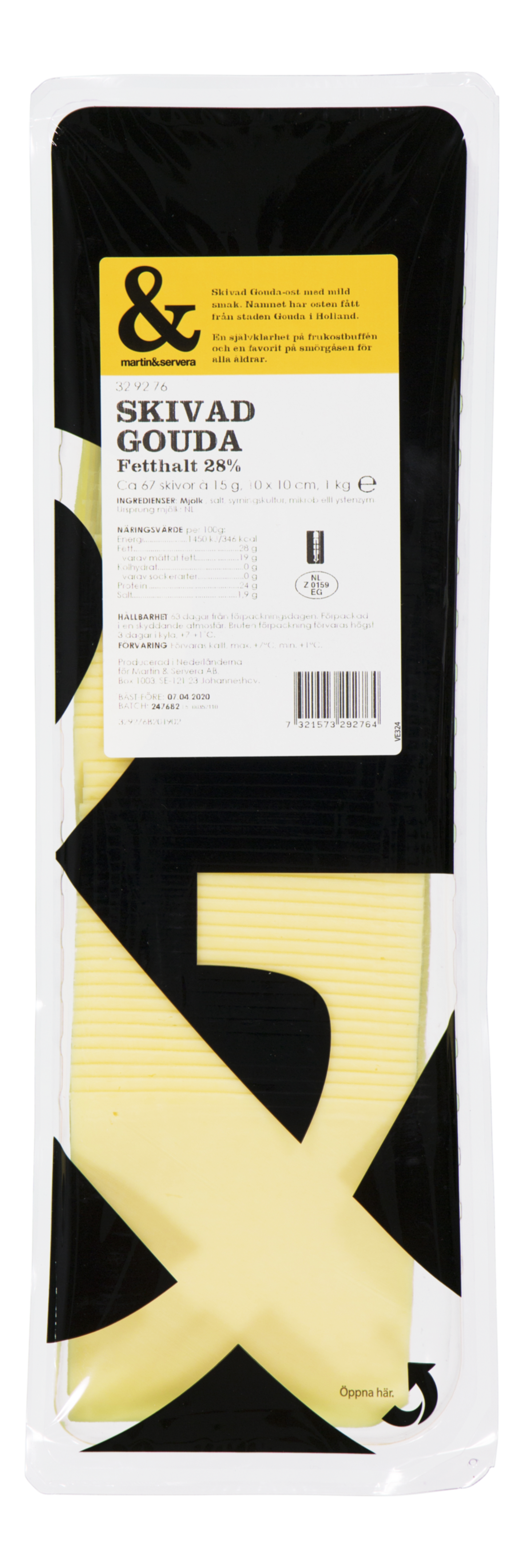 Ost Gouda skivad 28% 15g/1kg