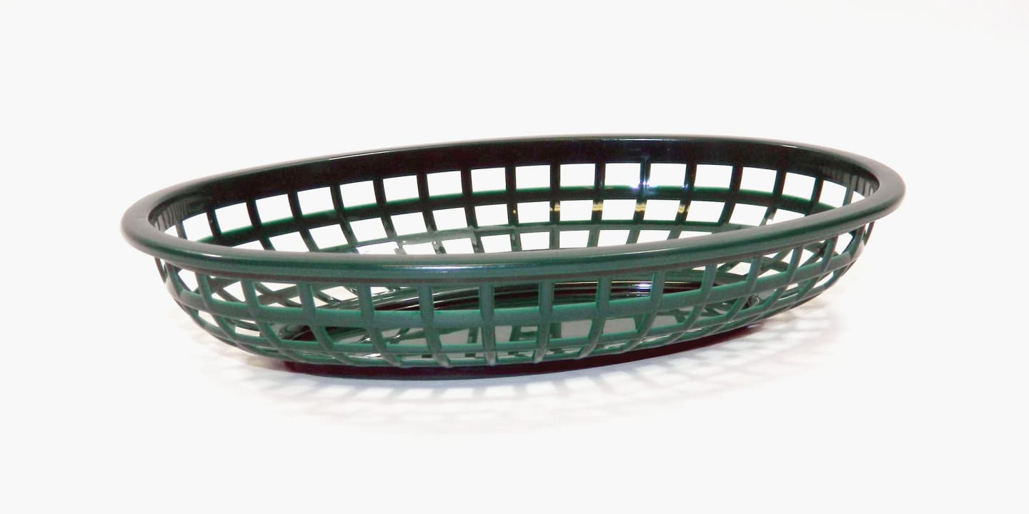 Korg grön oval plast 240x150mm
