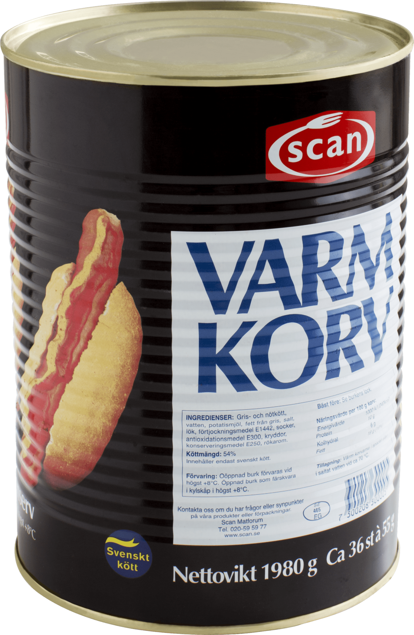 Varmkorv naturskinn burk 36x55g