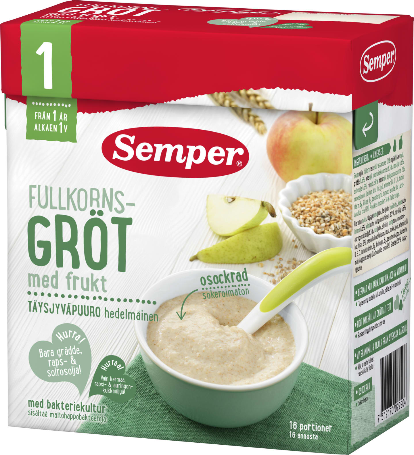 Fullkornsgröt med frukt 1år 560g
