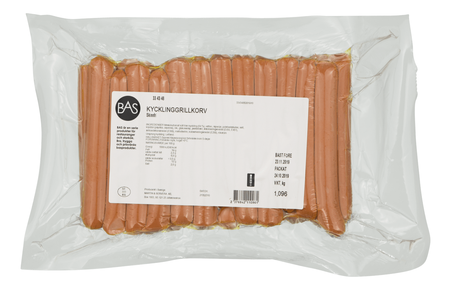 Grillkorv kyckling skinnfri 40g 1kg - Bild 1 av 2