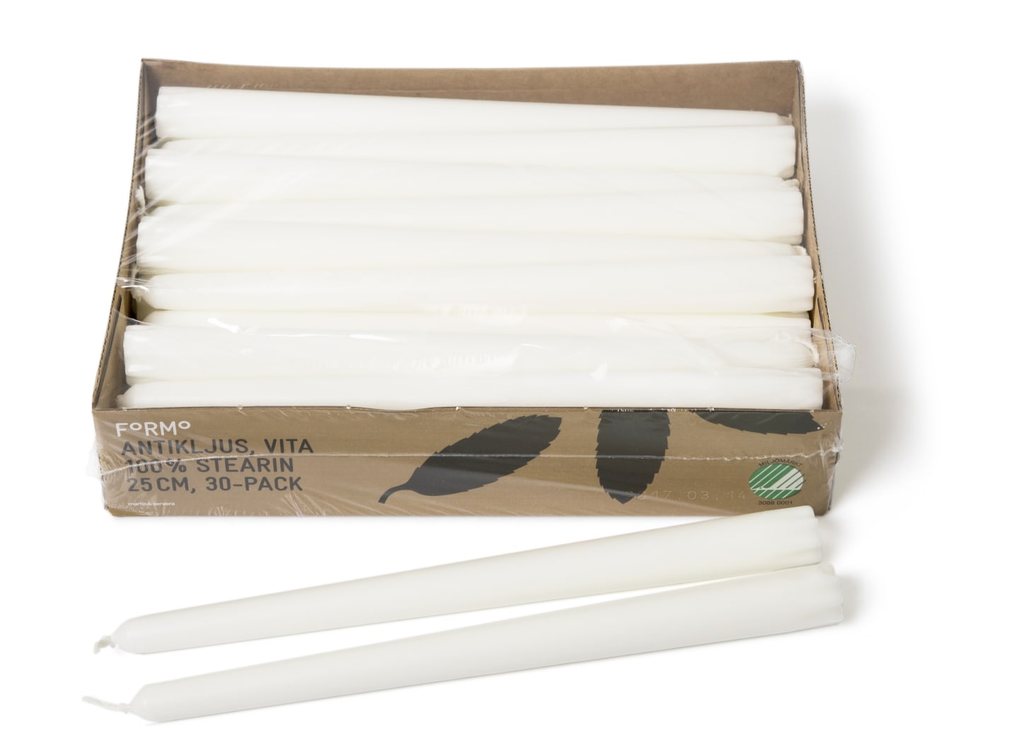 Antikljus vit i 100% stearin 25cm 30-p