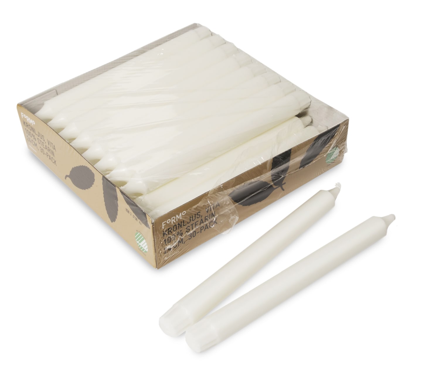 Kronljus vit stearin 25cm 9h