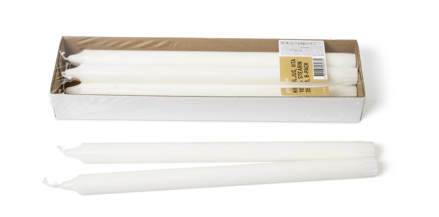 Kronljus vit stearin 35cm 13h