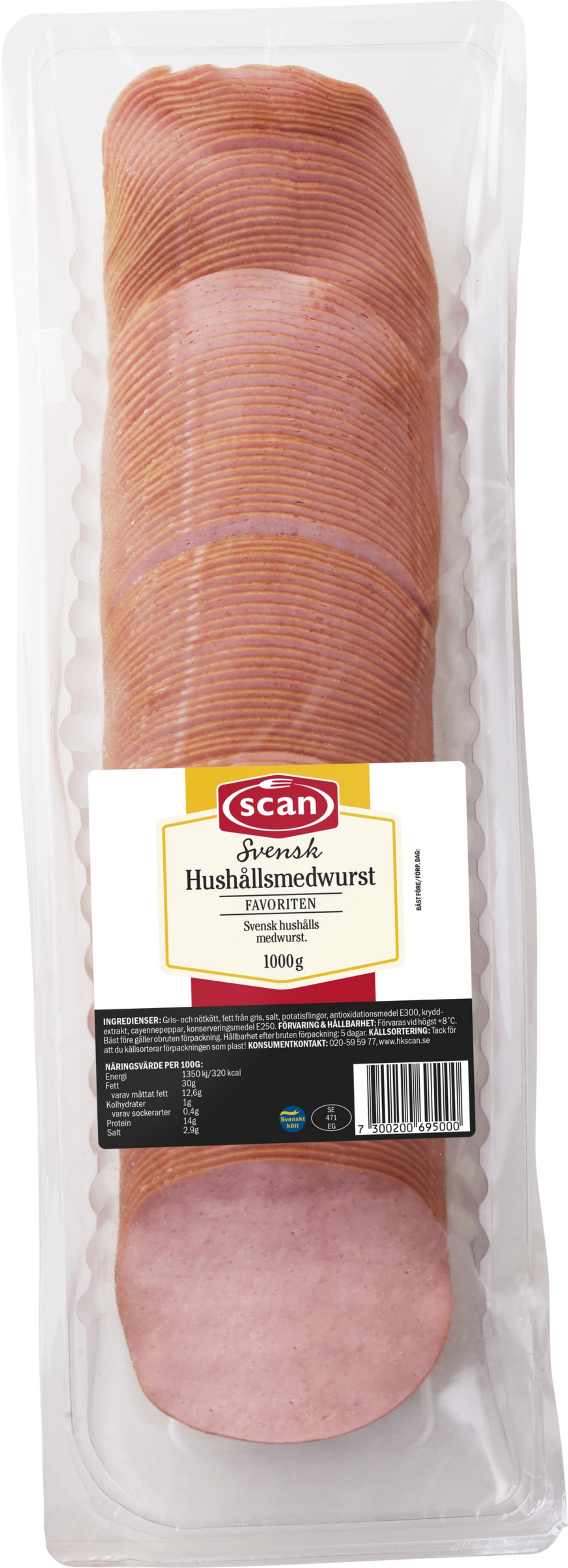 Hushållsmedwurst skivad 1kg
