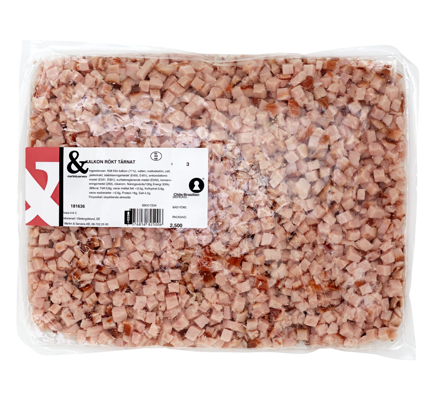 Kalkon rökt tärnad 2,5kg