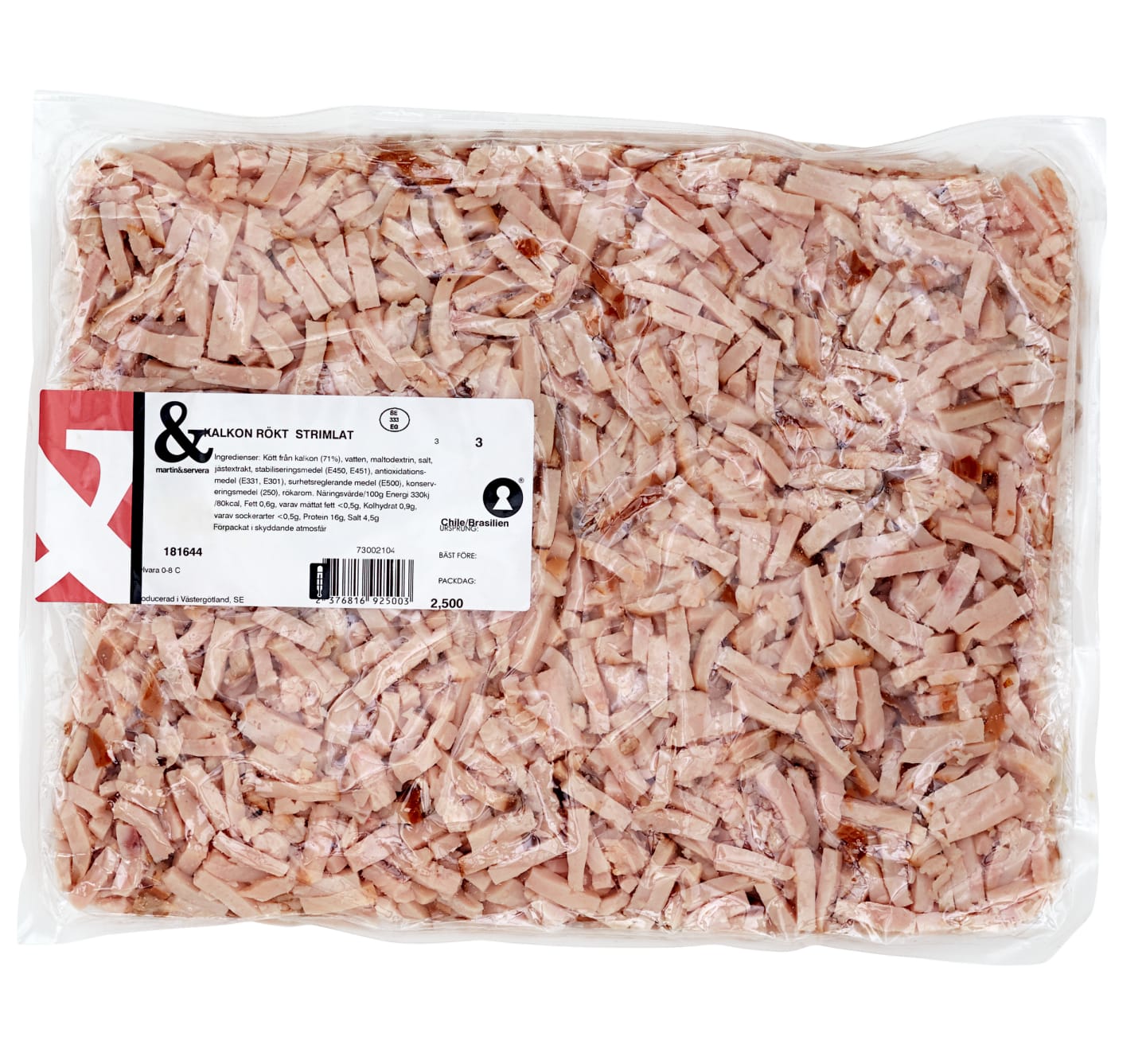 Kalkon rökt strimlad 2,5kg