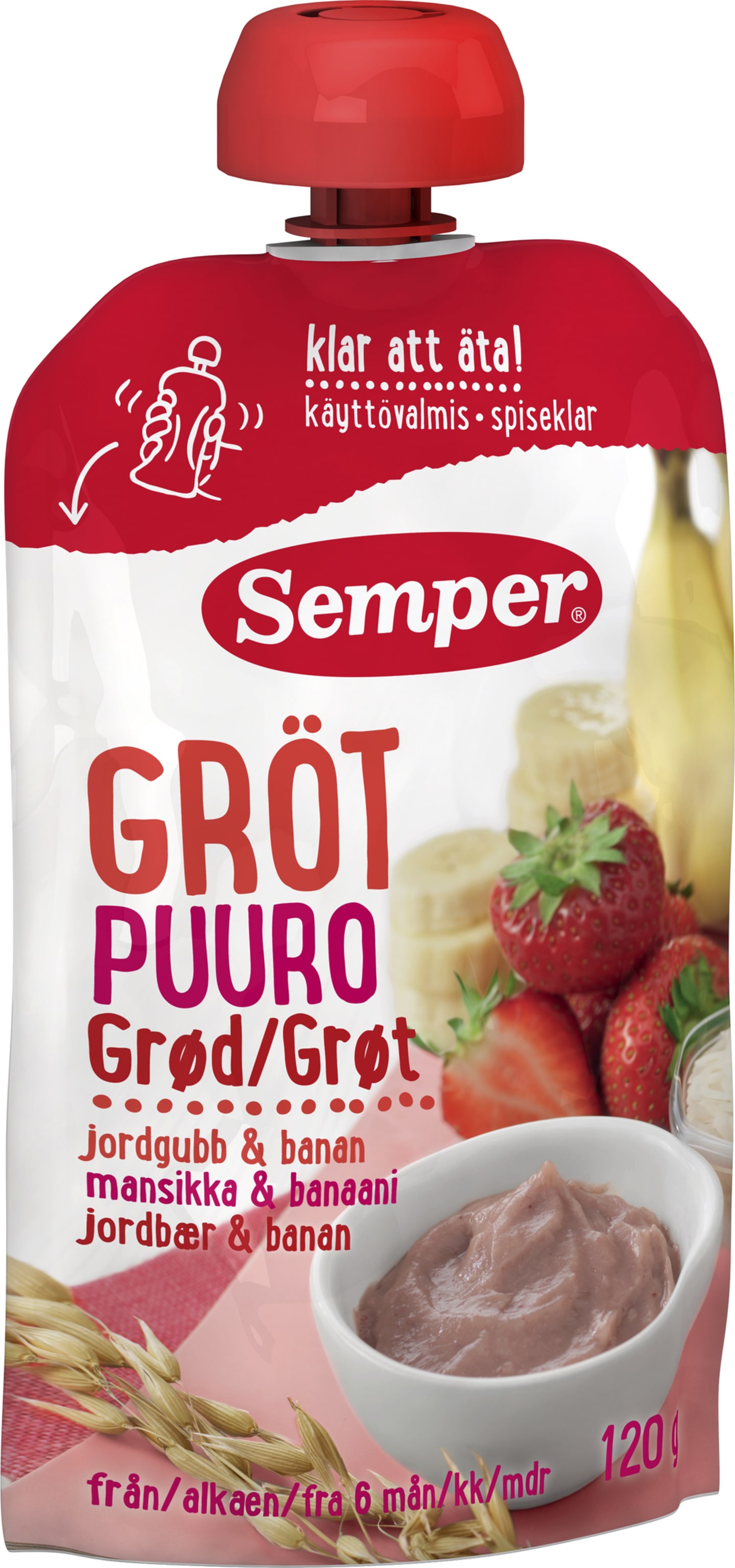 Barnmat Gröt jordgubb banan 120g