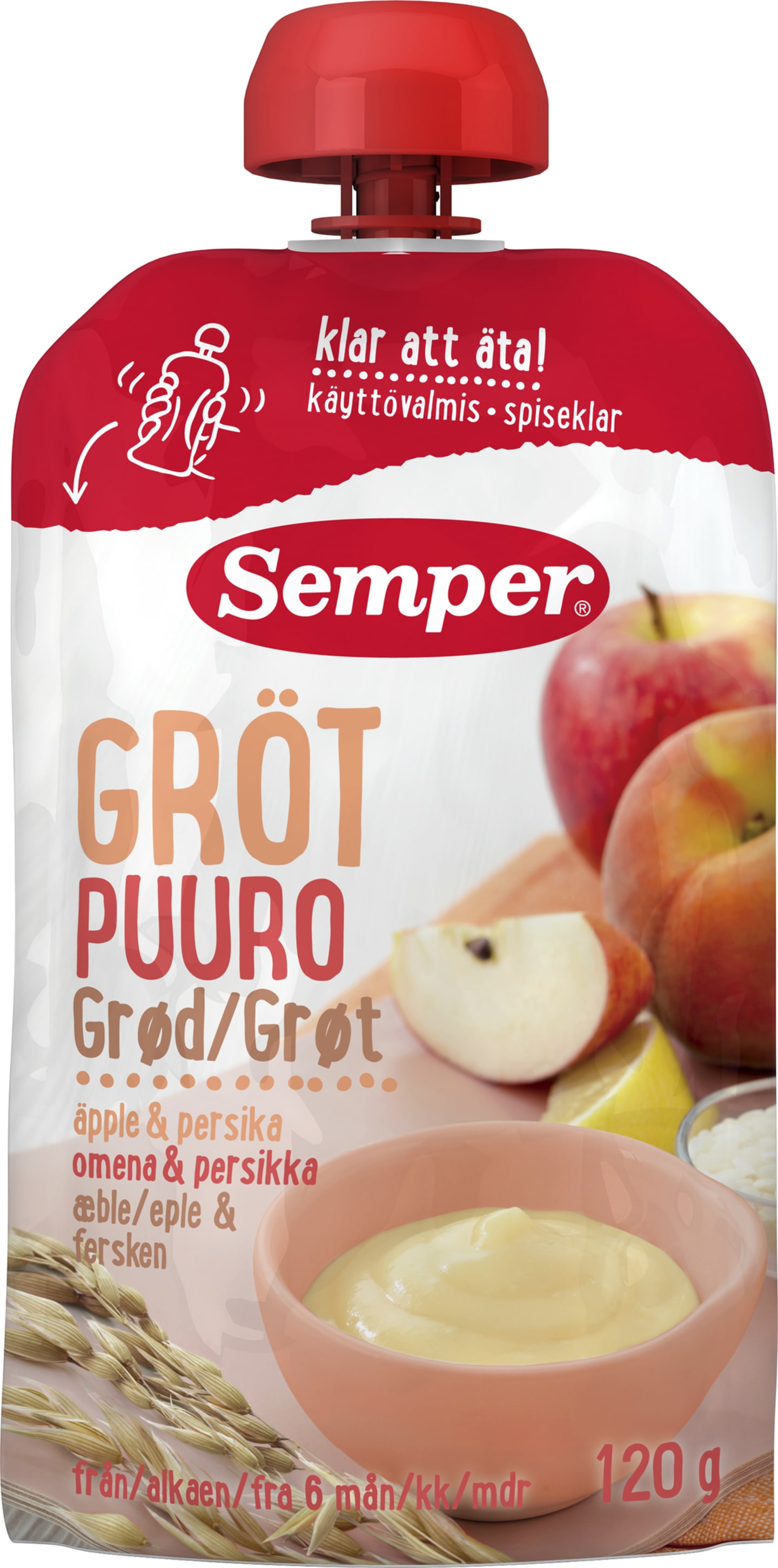 Barnmat Gröt äpple persika 120g