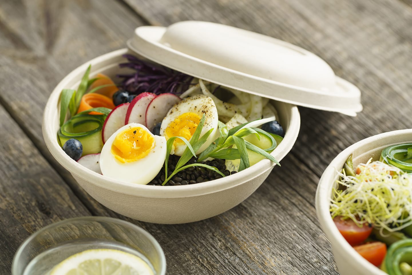 Salladsskål Buddha bagasse rund 750ml75s - Bild 1 av 2