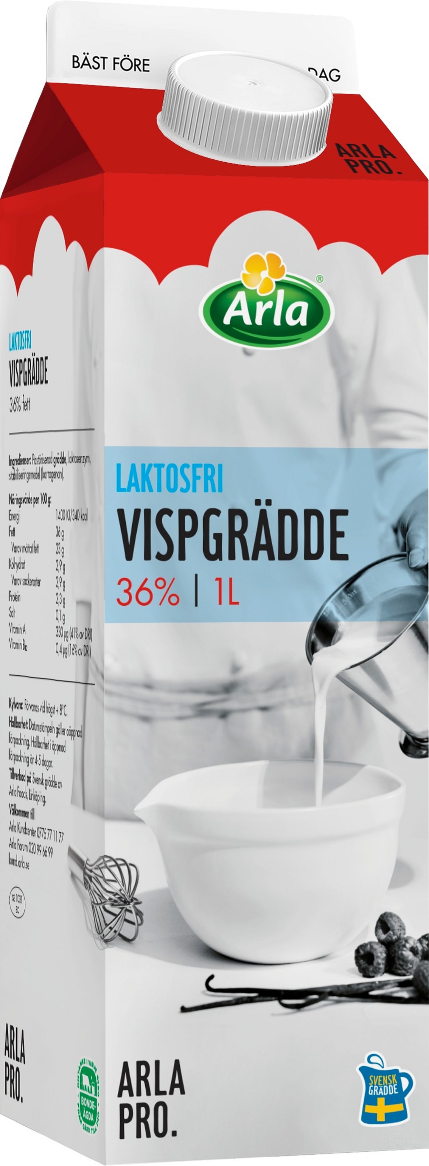 Vispgrädde laktosfri 36% 1L