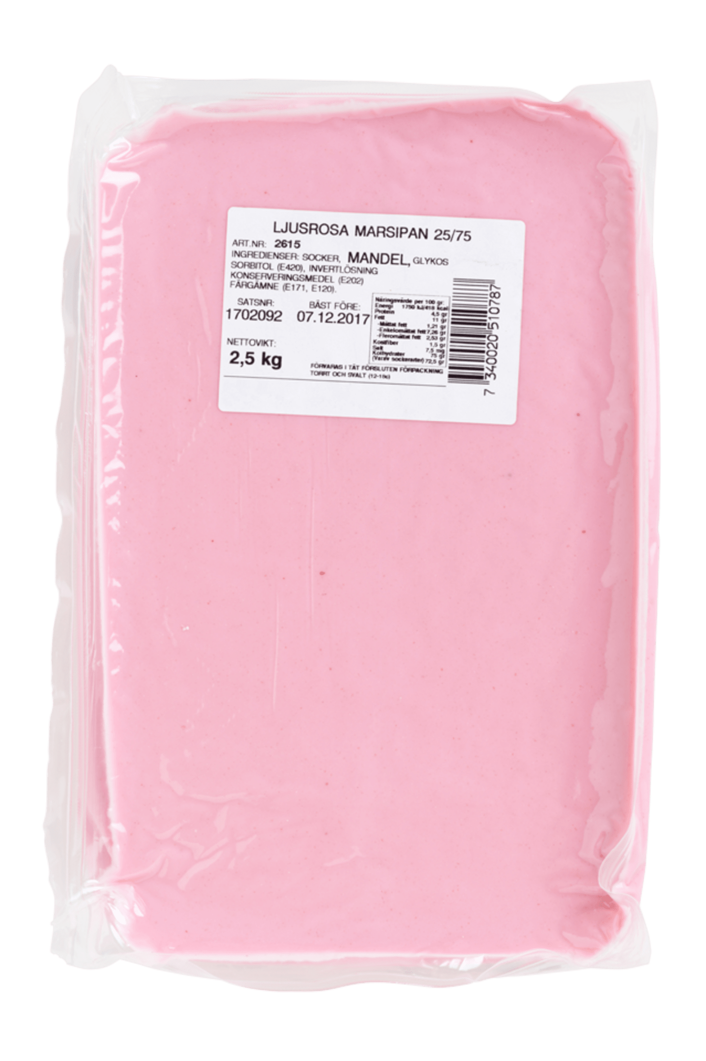 Kavlingmarsipan ljusrosa 2,5kg