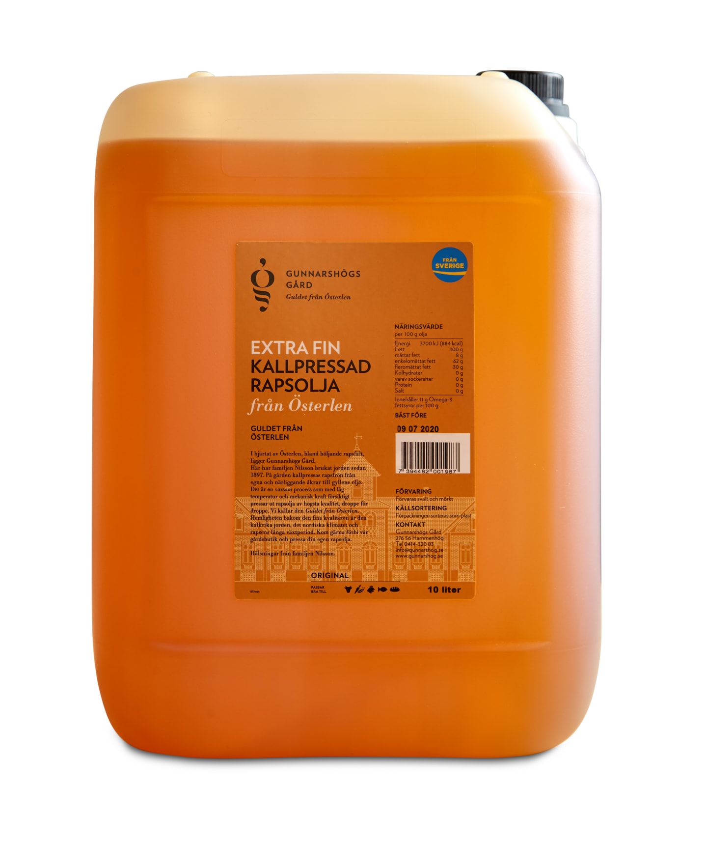 Rapsolja kallpressad från Österlen 10L