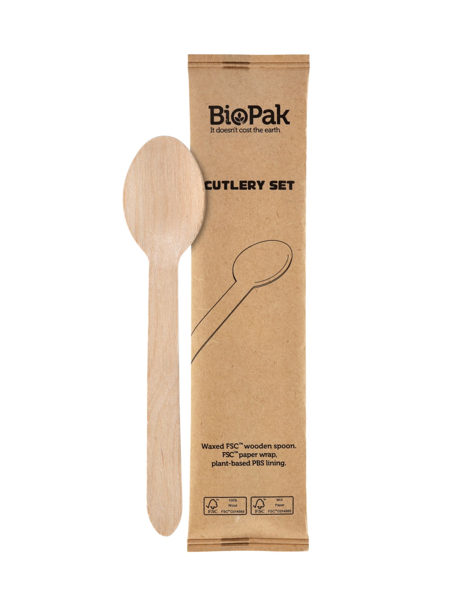 Bestickset trä sked petit 160mm 250st