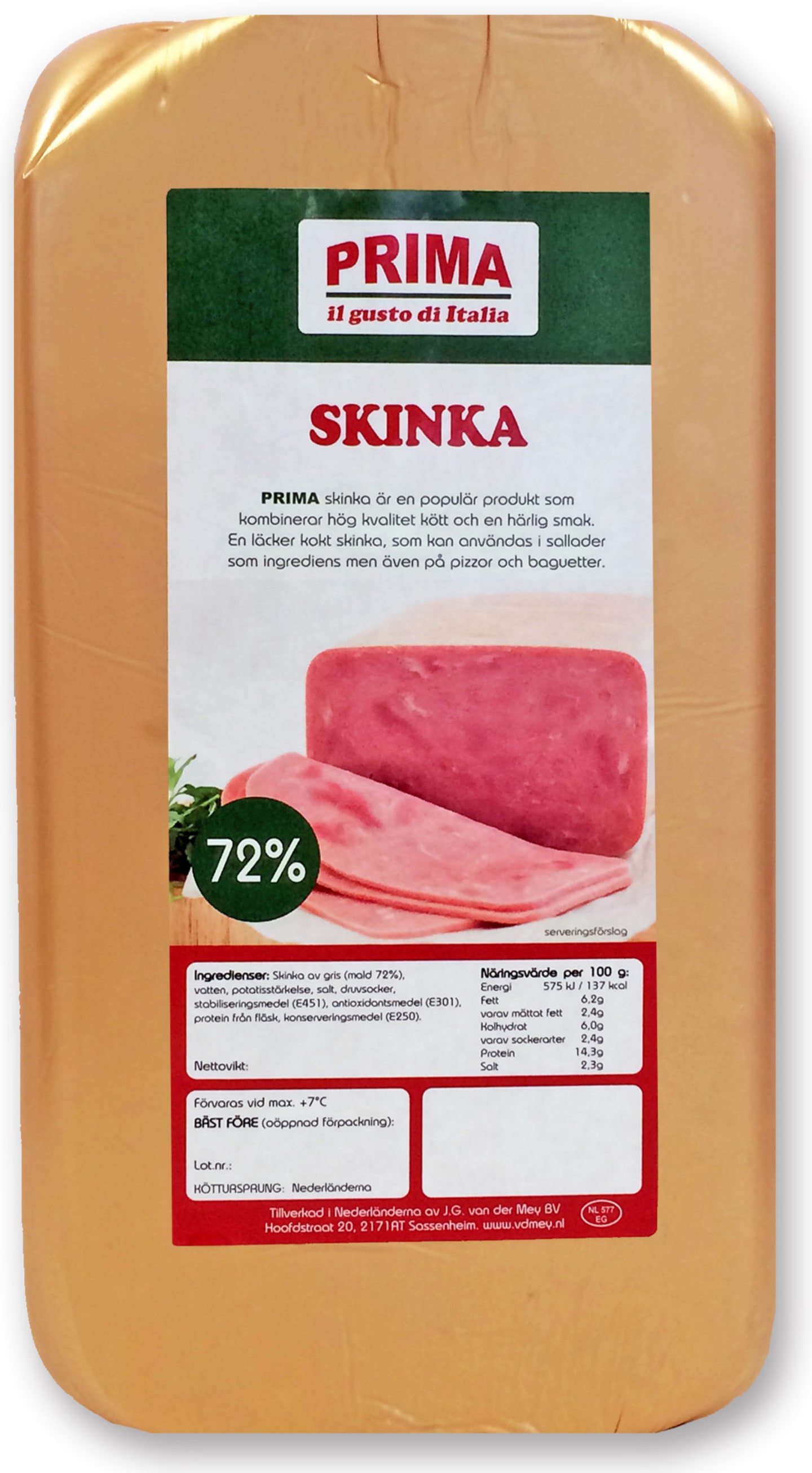 Skinka kokt guld 72% 5,5kg