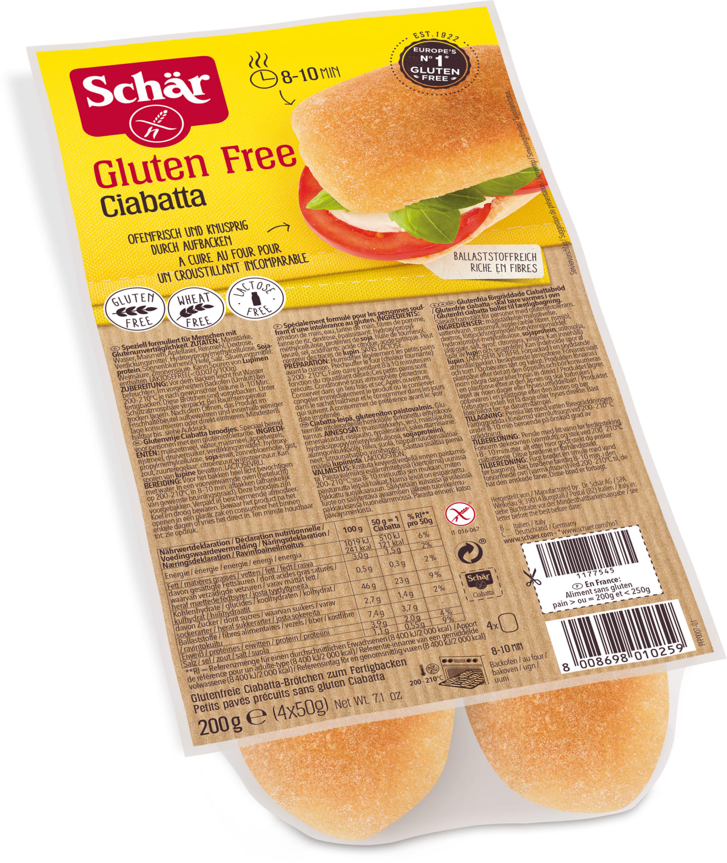 Ciabatta glutenfri laktosfri 200g