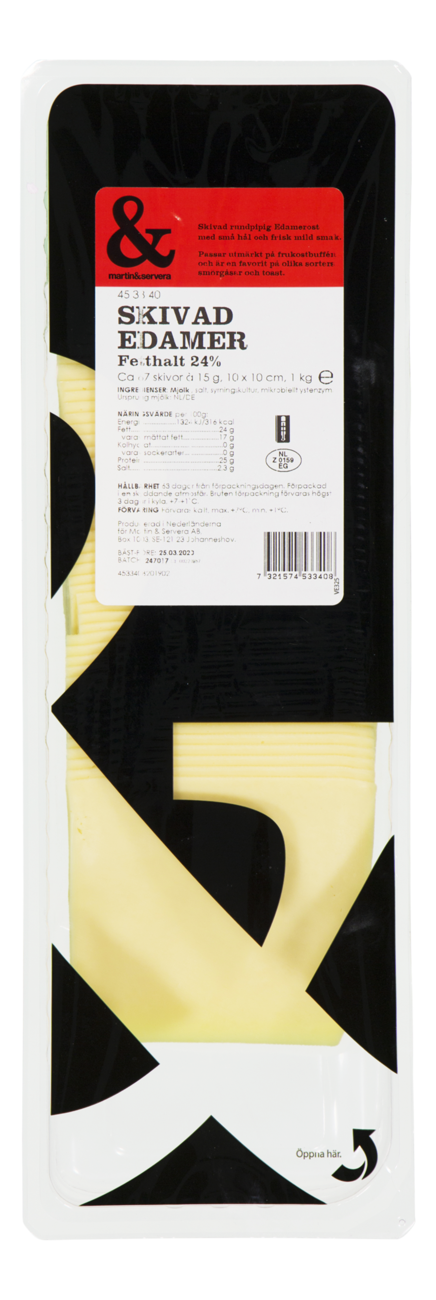 Edamer skivad 24% 15g/1kg