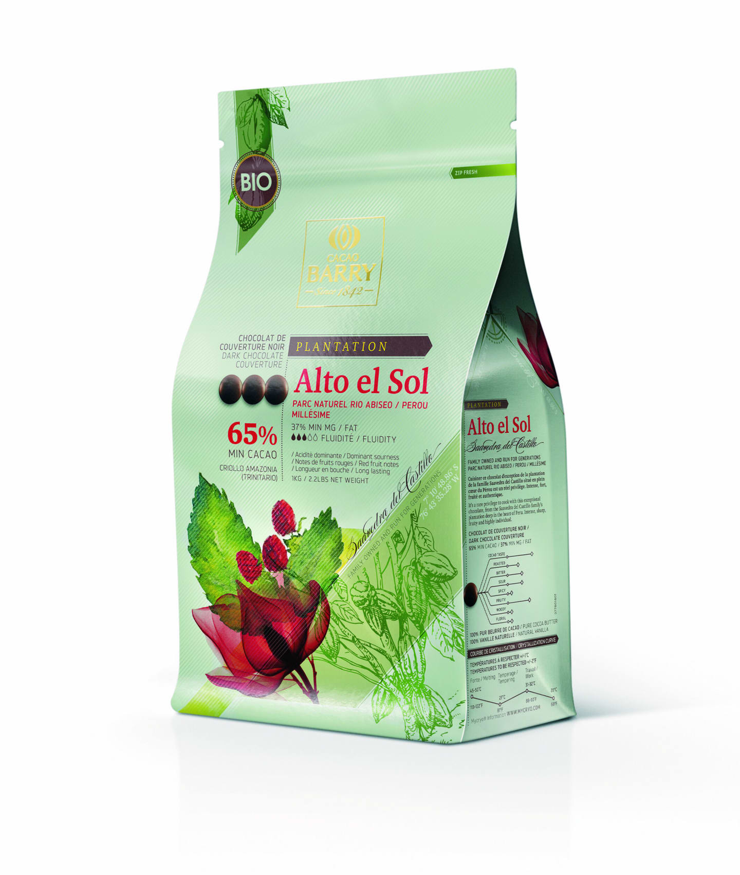 Alto el sol mörk choklad pellets 65% 1kg - Bild 1 av 2