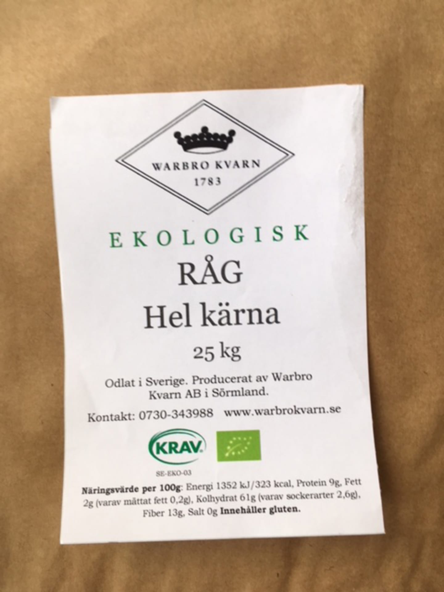 Råg hel kärna 25kg - Bild 1 av 1
