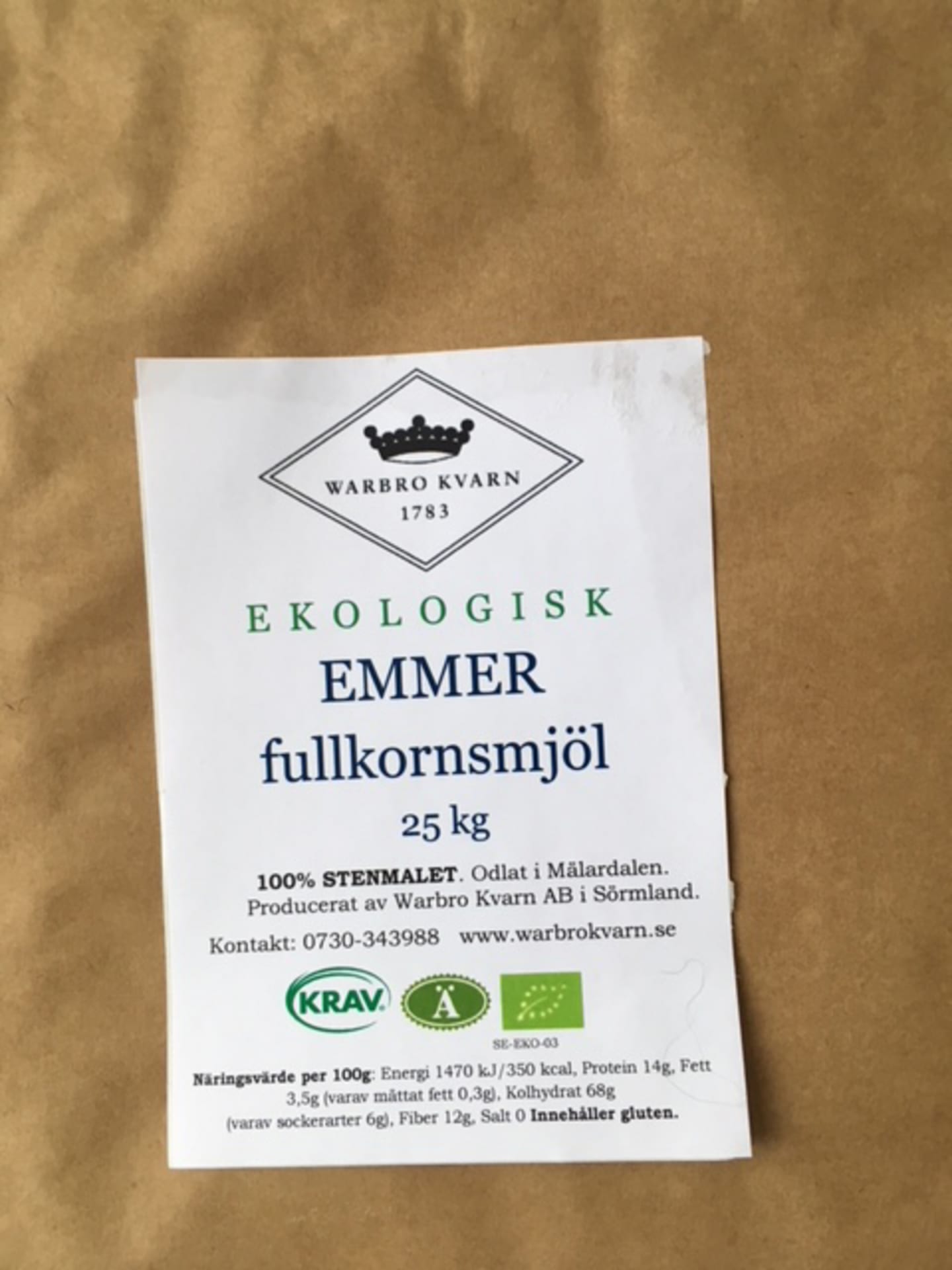 Emmermjöl fullkorn 25kg