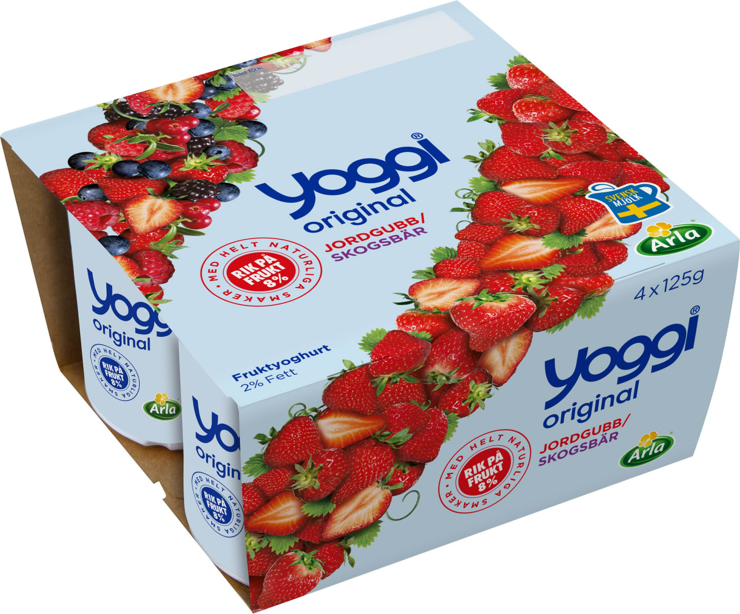 Yoggi jordgubb skogsbär 2% 4x125g - Bild 1 av 1