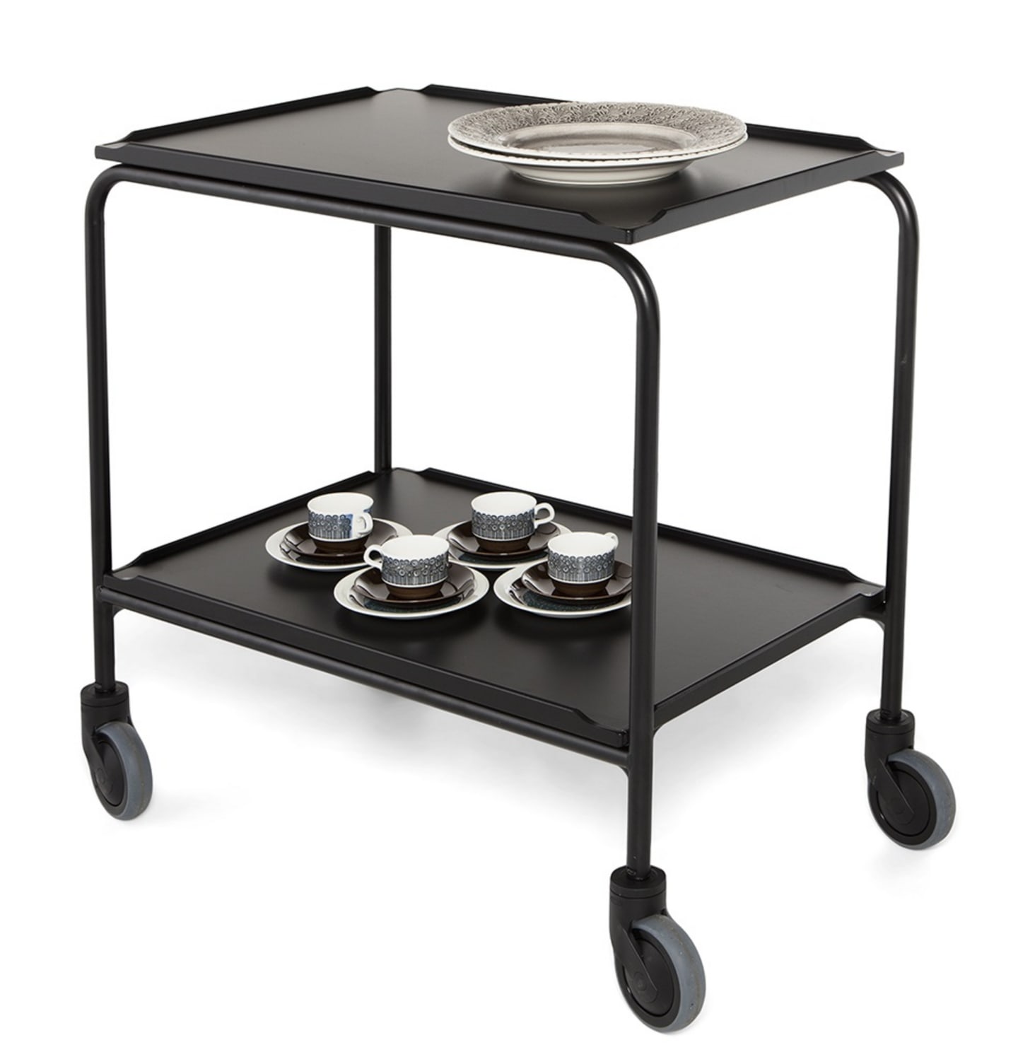 Serveringsbord svart 800x520 2 hyllplan